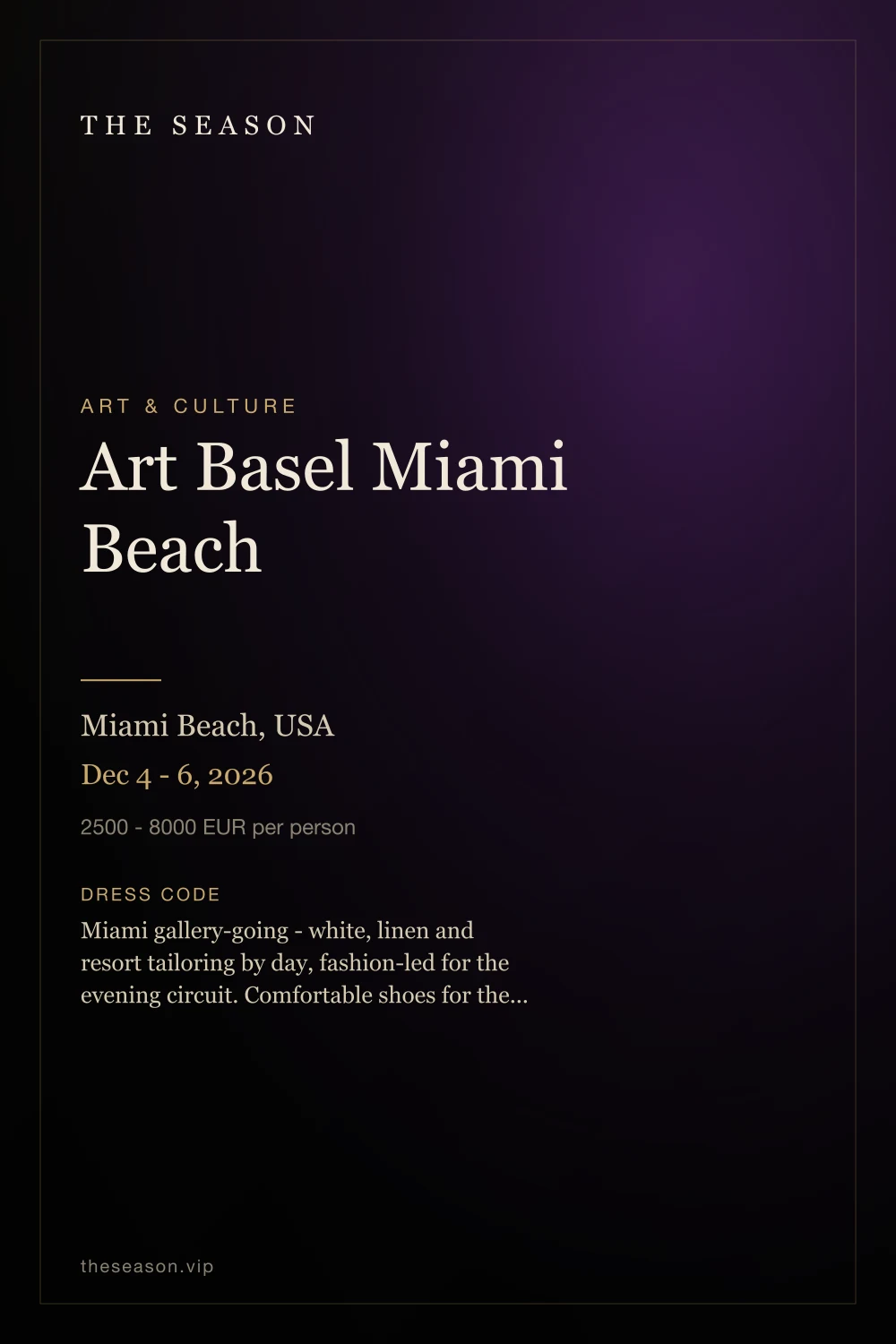 Art Basel Miami Beach, Miami Beach, USA, Dec 4 - 6, 2026
