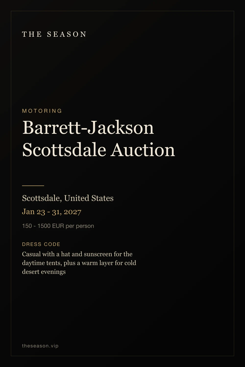 Barrett-Jackson Scottsdale Auction, Scottsdale, United States, Jan 23 - 31, 2027