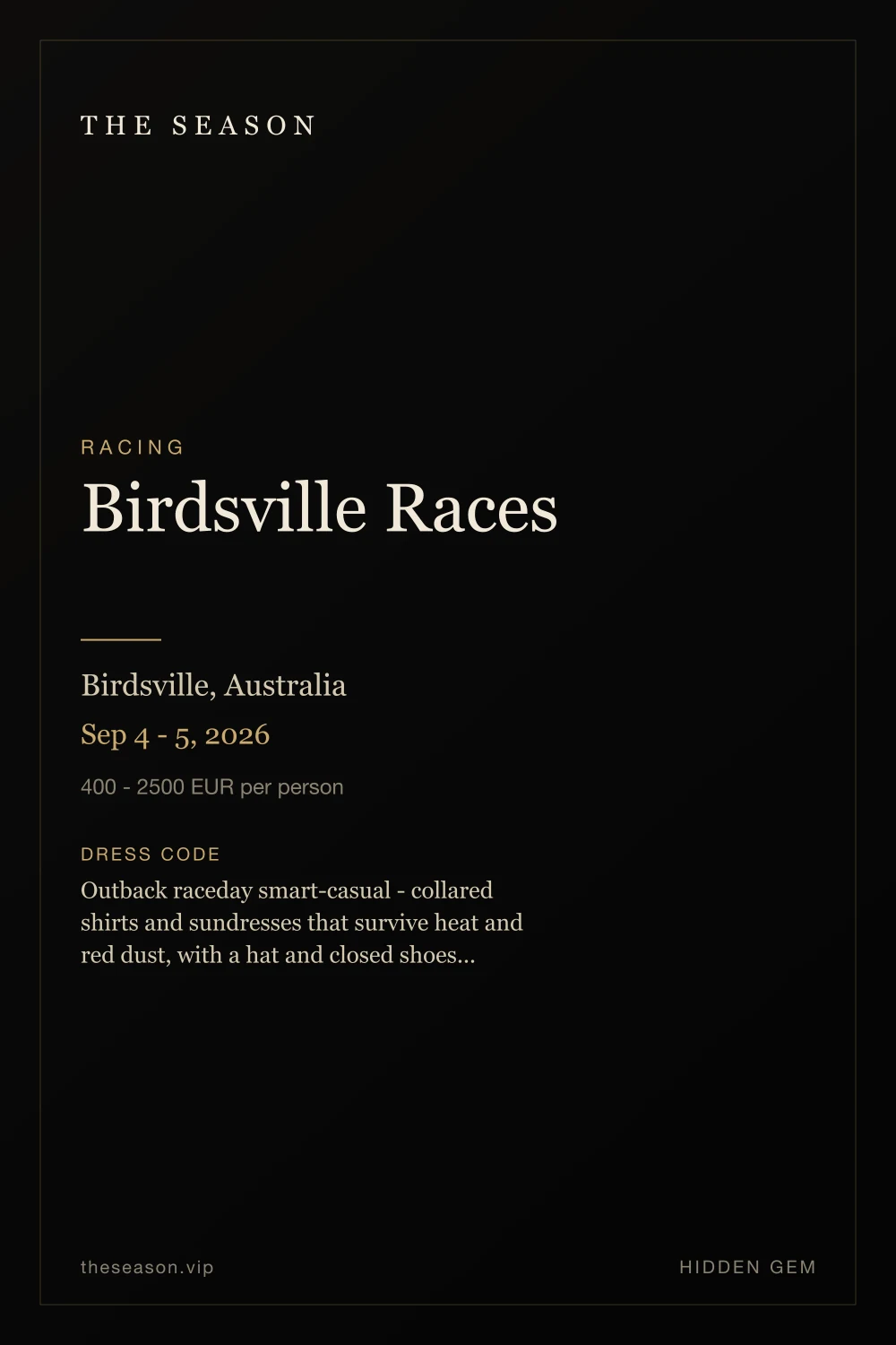 Birdsville Races, Birdsville, Australia, Sep 4 - 5, 2026