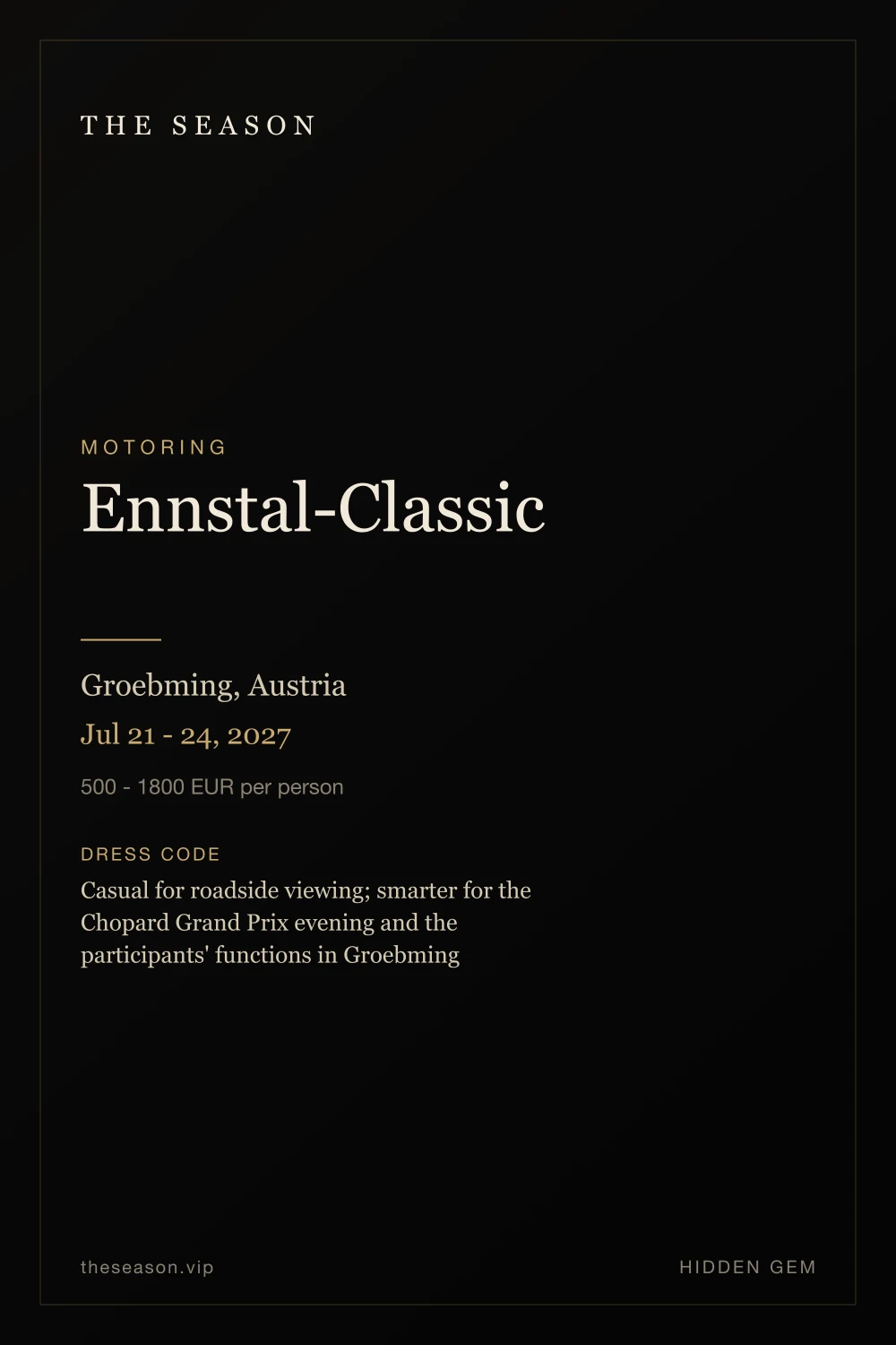 Ennstal-Classic, Groebming, Austria, Jul 21 - 24, 2027