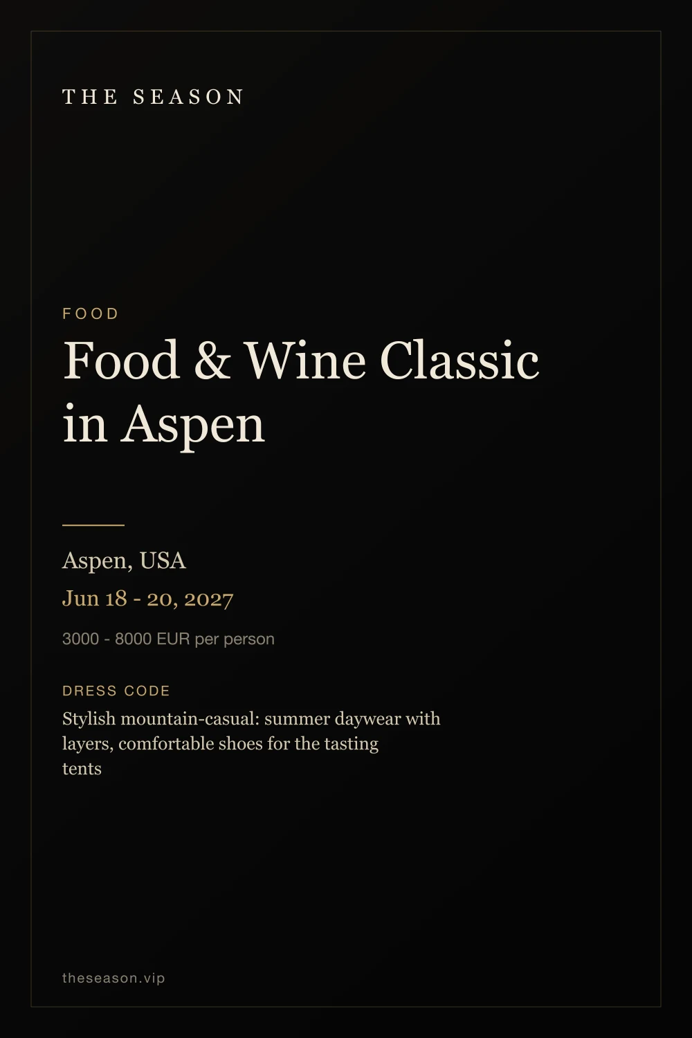 Food & Wine Classic in Aspen, Aspen, USA, Jun 18 - 20, 2027