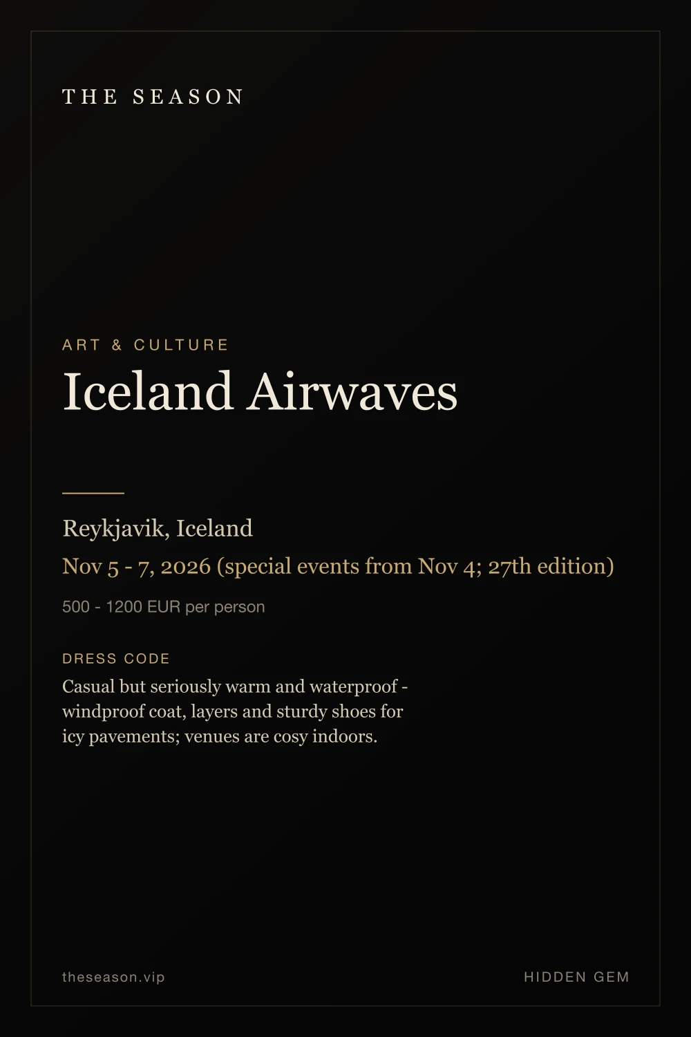 Iceland Airwaves, Reykjavik, Iceland, Nov 5 - 7, 2026 (special events from Nov 4; 27th edition)