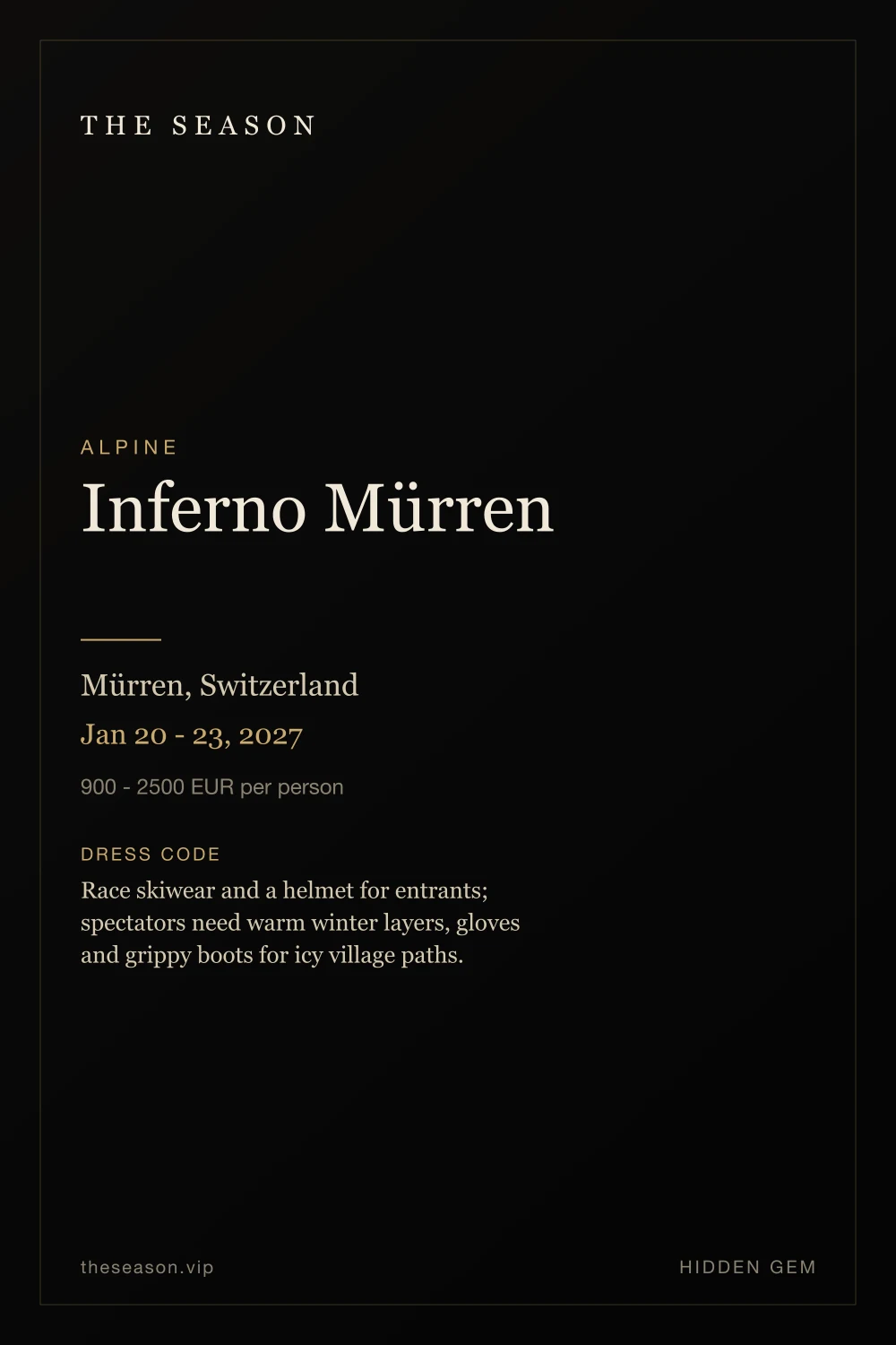 Inferno Mürren, Mürren, Switzerland, Jan 20 - 23, 2027