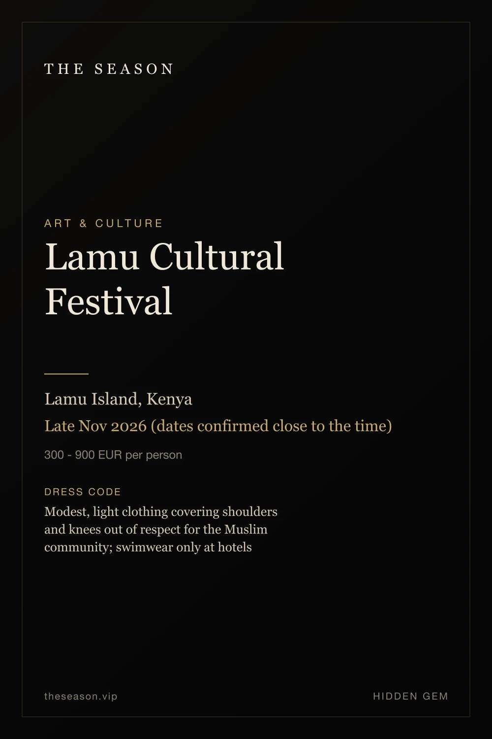 Lamu Cultural Festival, Lamu Island, Kenya, Late Nov 2026 (dates confirmed close to the time)
