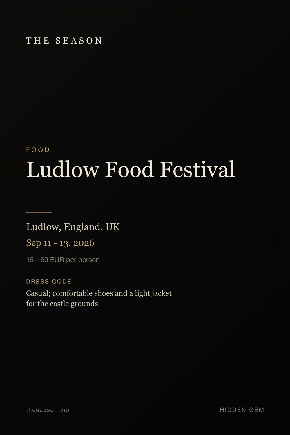 Ludlow Food Festival, Ludlow, England, UK, Sep 11 - 13, 2026