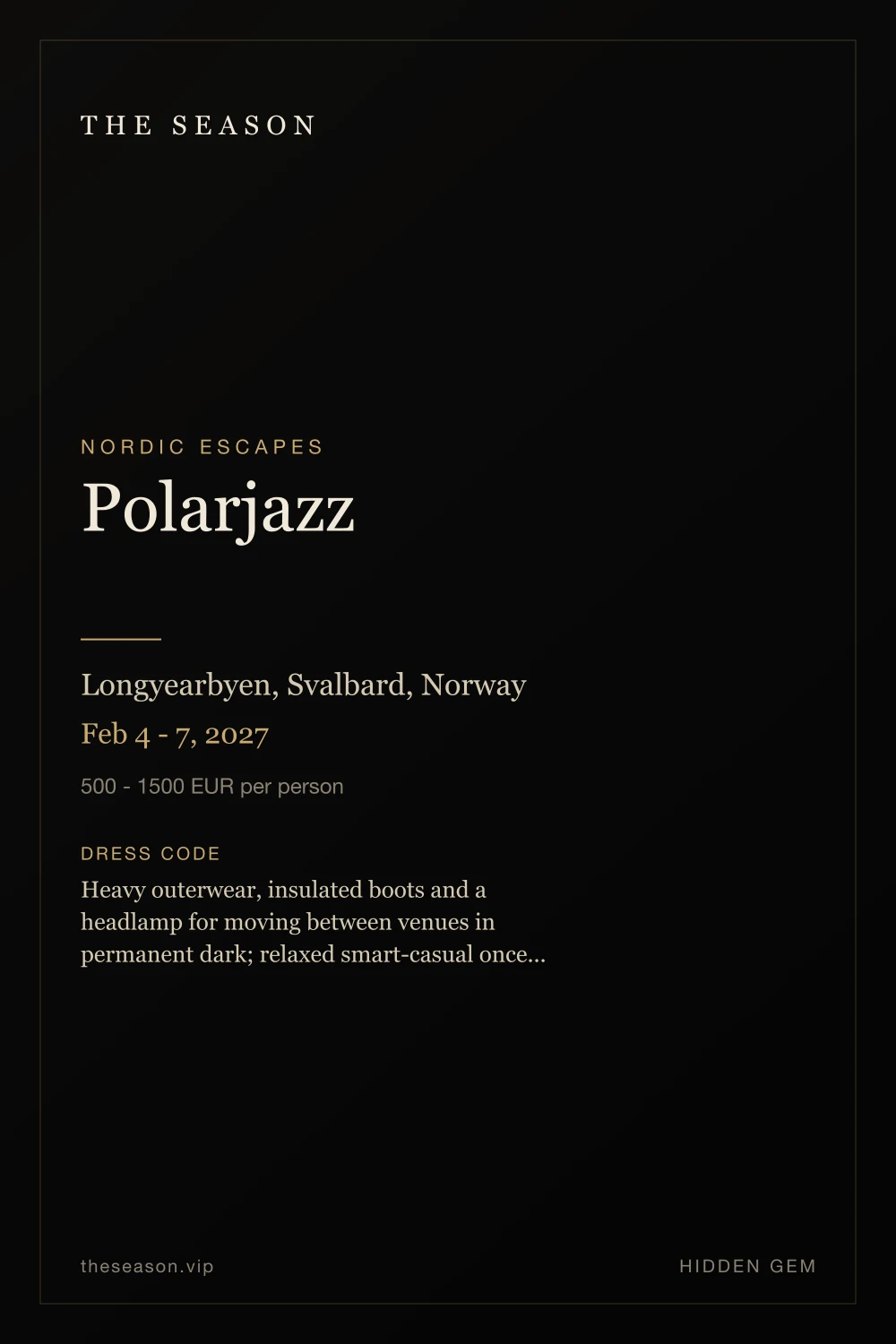 Polarjazz, Longyearbyen, Svalbard, Norway, Feb 4 - 7, 2027