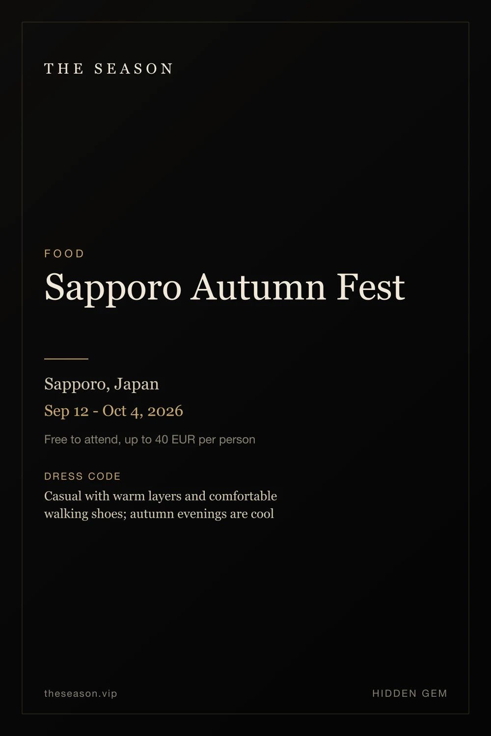 Sapporo Autumn Fest, Sapporo, Japan, Sep 12 - Oct 4, 2026