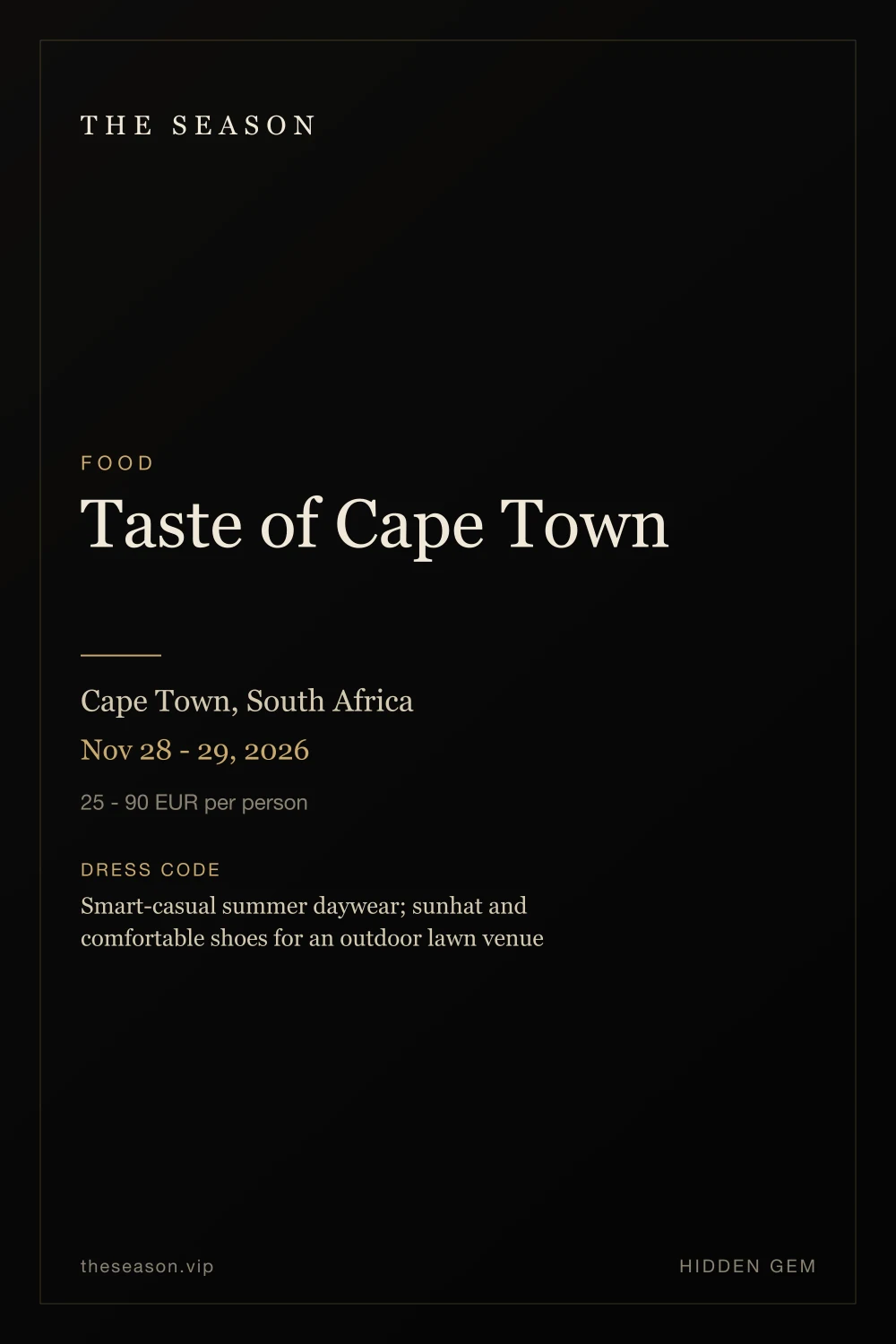Taste of Cape Town, Cape Town, South Africa, Nov 28 - 29, 2026