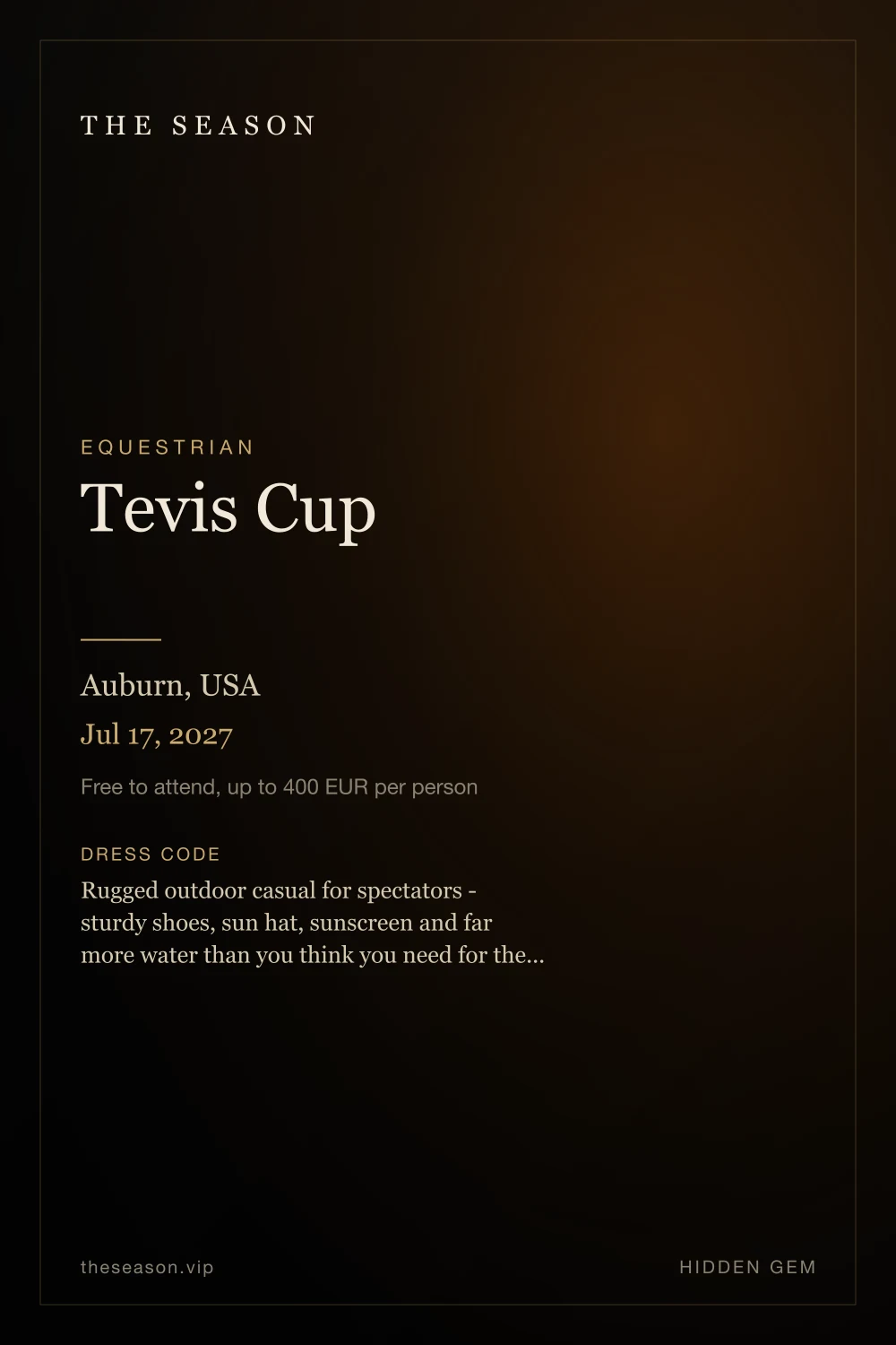 Tevis Cup, Auburn, USA, Jul 17, 2027
