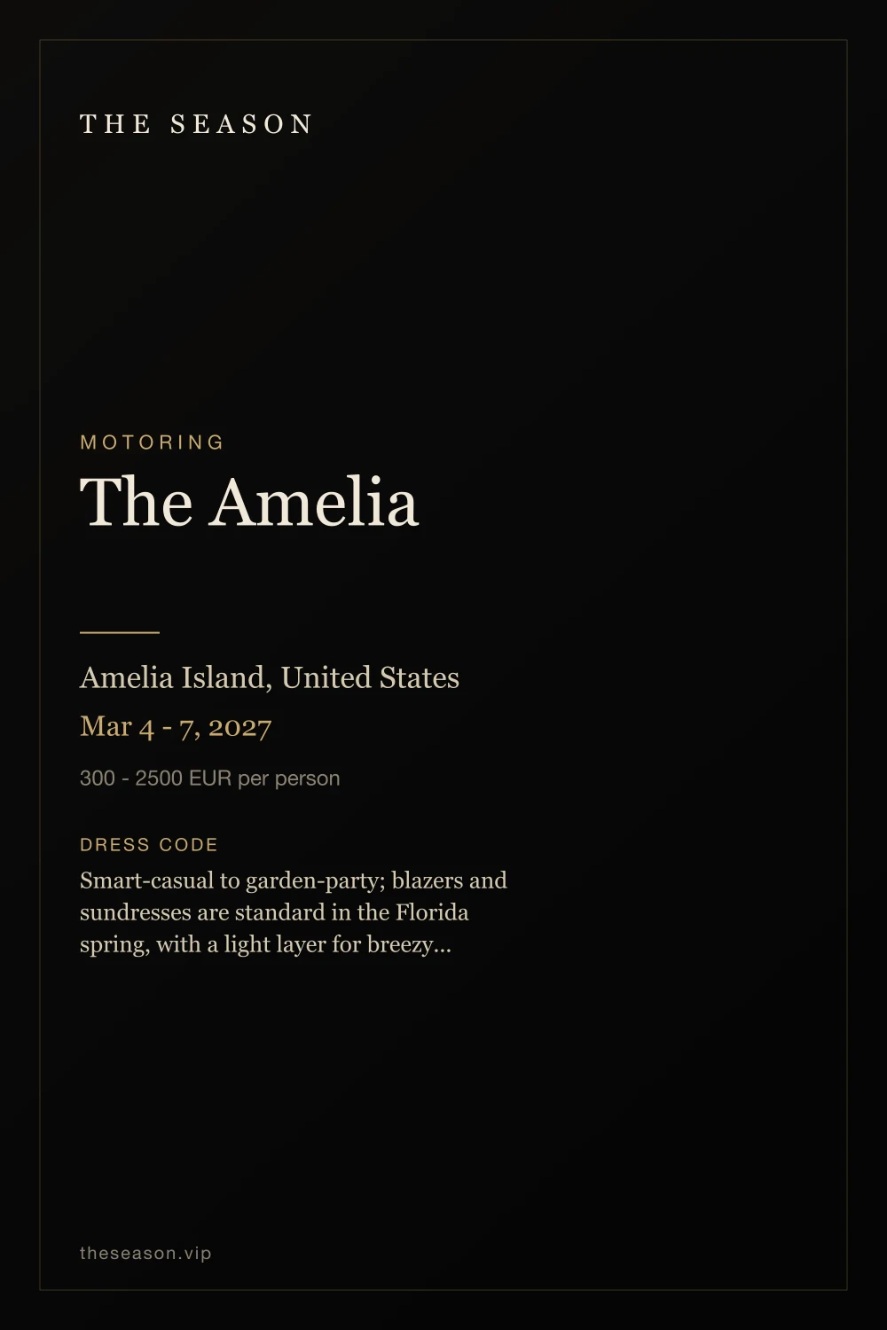 The Amelia, Amelia Island, United States, Mar 4 - 7, 2027