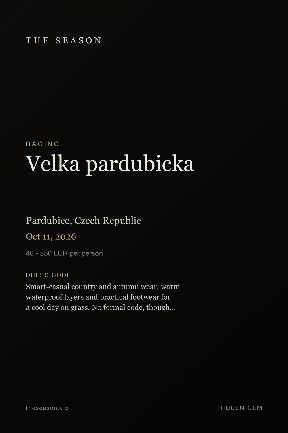 Velka pardubicka, Pardubice, Czech Republic, Oct 11, 2026