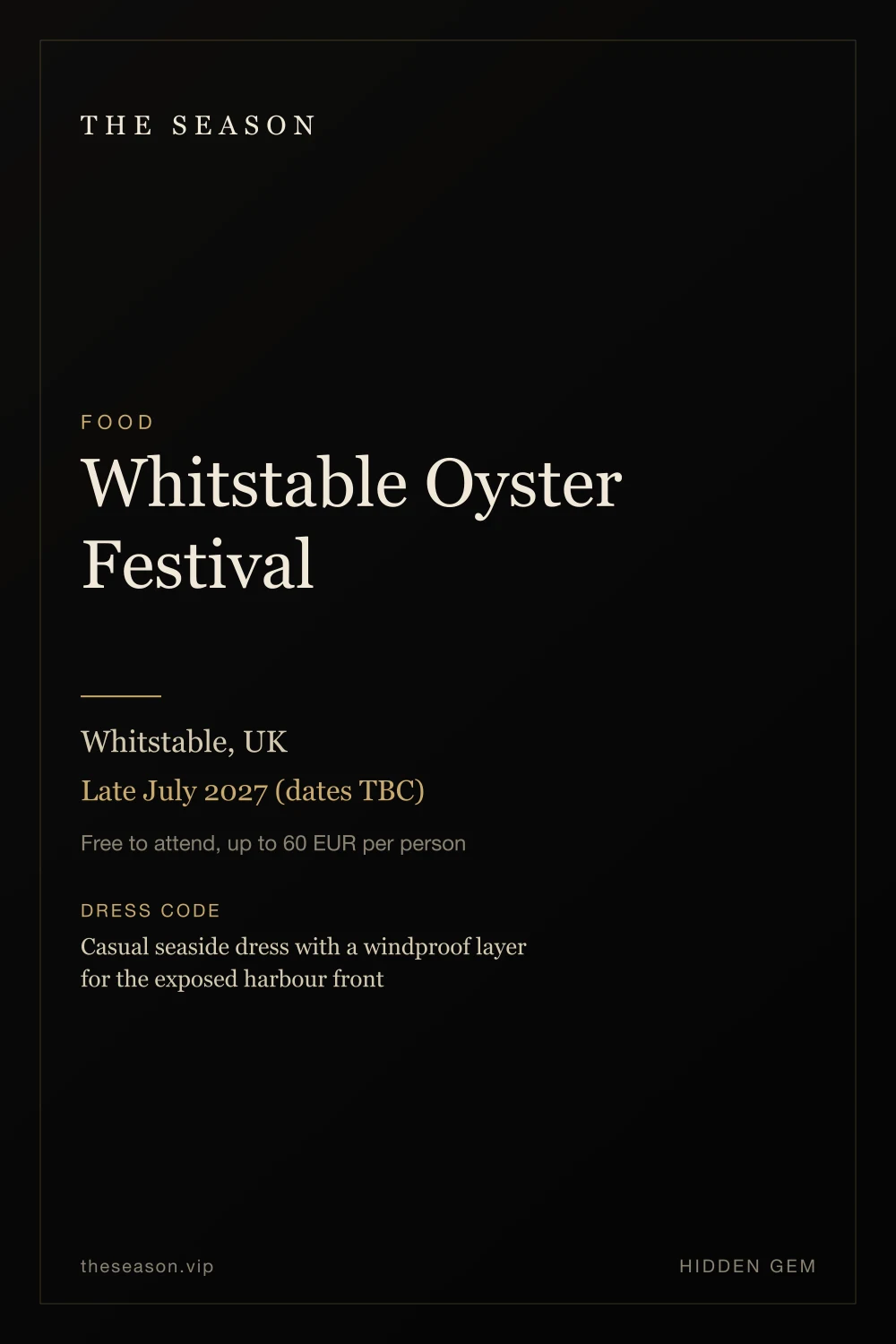 Whitstable Oyster Festival, Whitstable, UK, Late July 2027 (dates TBC)